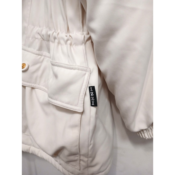 IZZI Rothschild FOX FUR Detachable Hood Parka Jacket Womens Size S Ivory Vintage - Picture 10 of 16